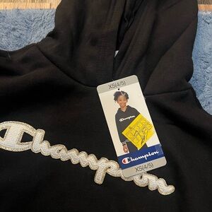 Champion Black Hoodie with Sparkling Logo
